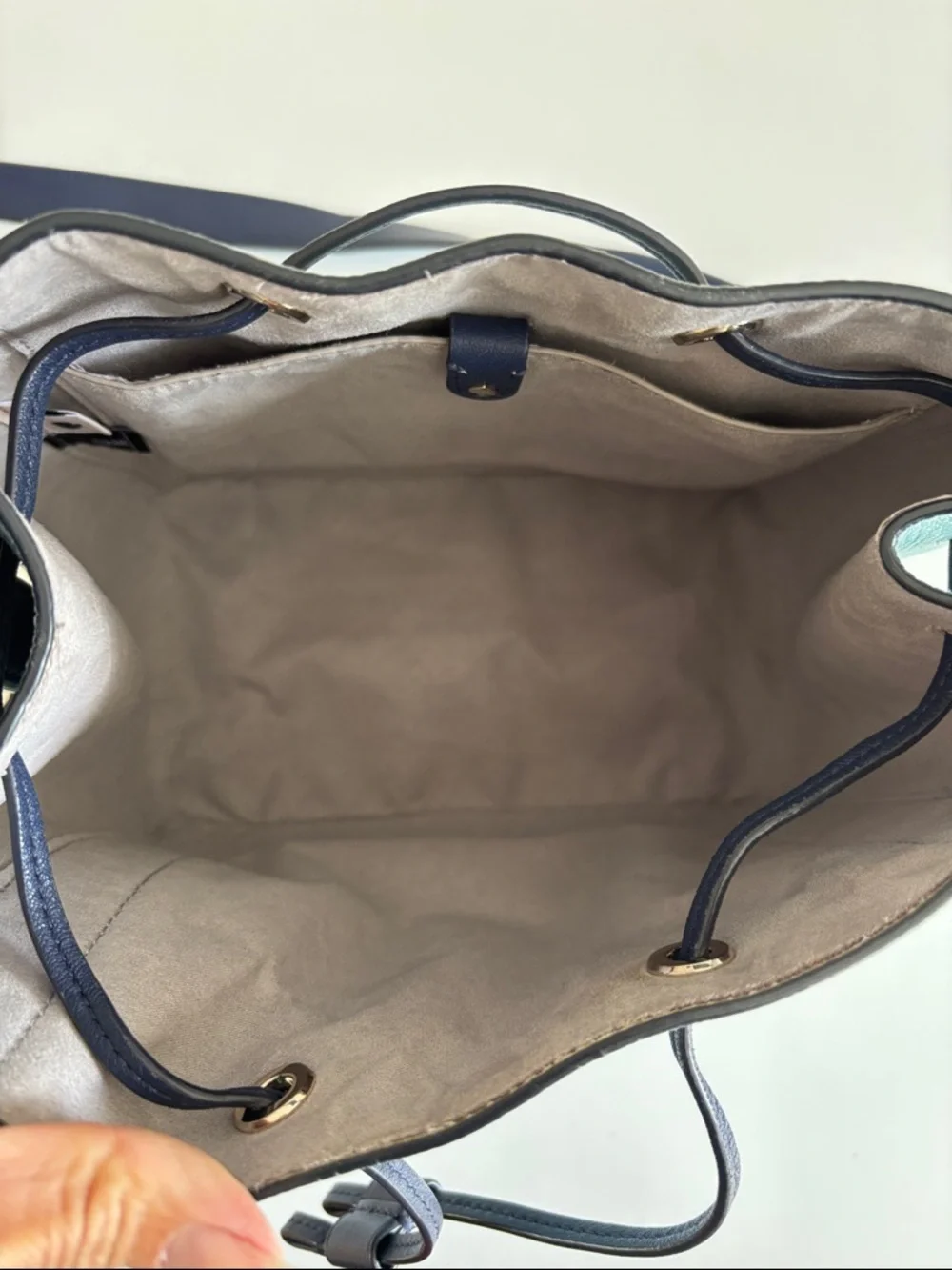 kate spade Mint and Black‎ Leather Drawstring Shoulder Bag